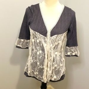 Vera Moda elegant lace and Jersey sweater top small